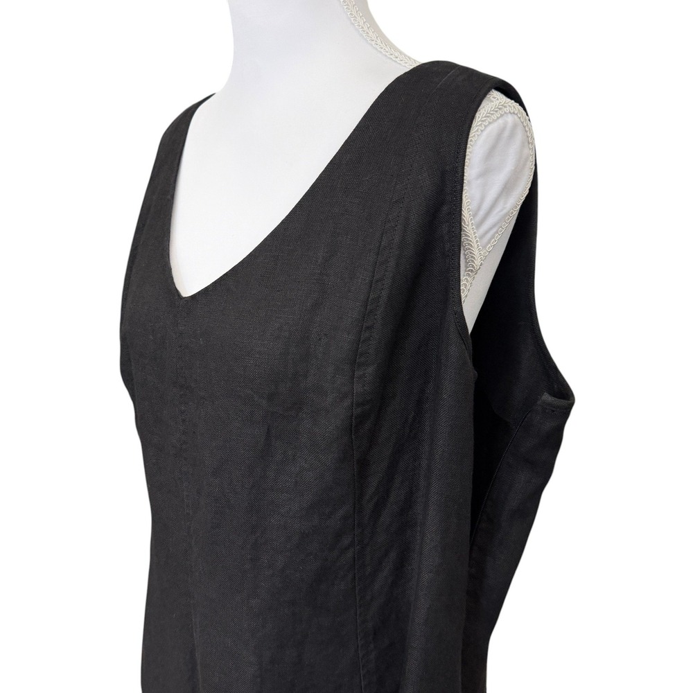 Talbots Irish Linen Midi Dress 14W Black Minimalist Office Summer Career LBD - Picture 4 of 10